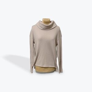 Yogalicious Lux Brushed Waffle‎ Bliss LS Top Beige Turtleneck XS